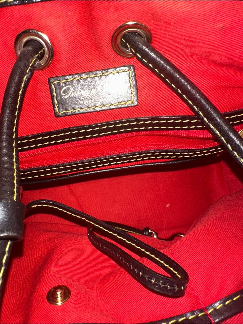 Dooney & Bourke Black Coated Canvas/ Leather Trim Bucket Bag *NO STRAP* - Picture 8 of 9